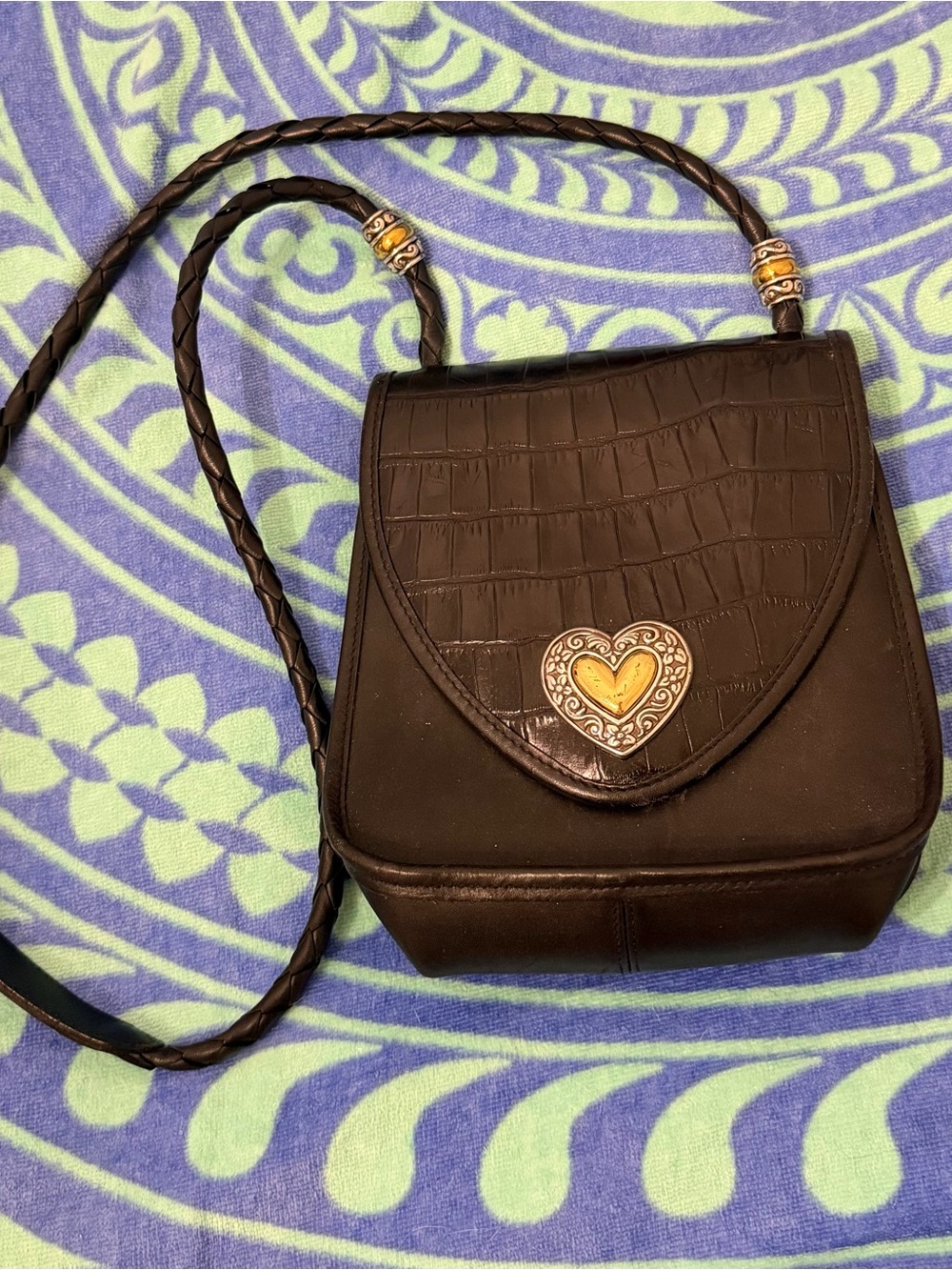 Brighton black Mini Crossbody Bag with Heart Accent